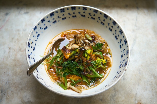 kimchi soup served in a bowl