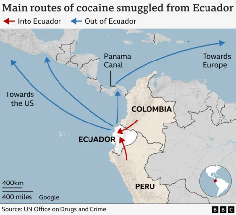 Map showing Ecuador